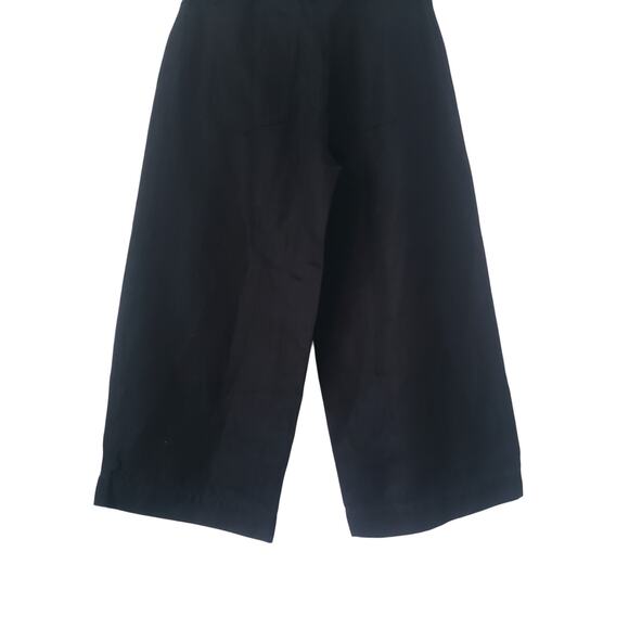 Vince High Rise Wide Leg Cropped Linen/Cotton Blend Trousers Black Size 12 - Picture 6 of 8